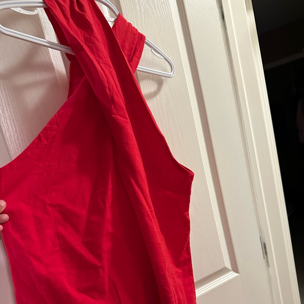 Red cross over dress